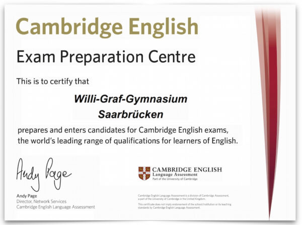 Cambridge Certificate Willi Graf Gymnasium
